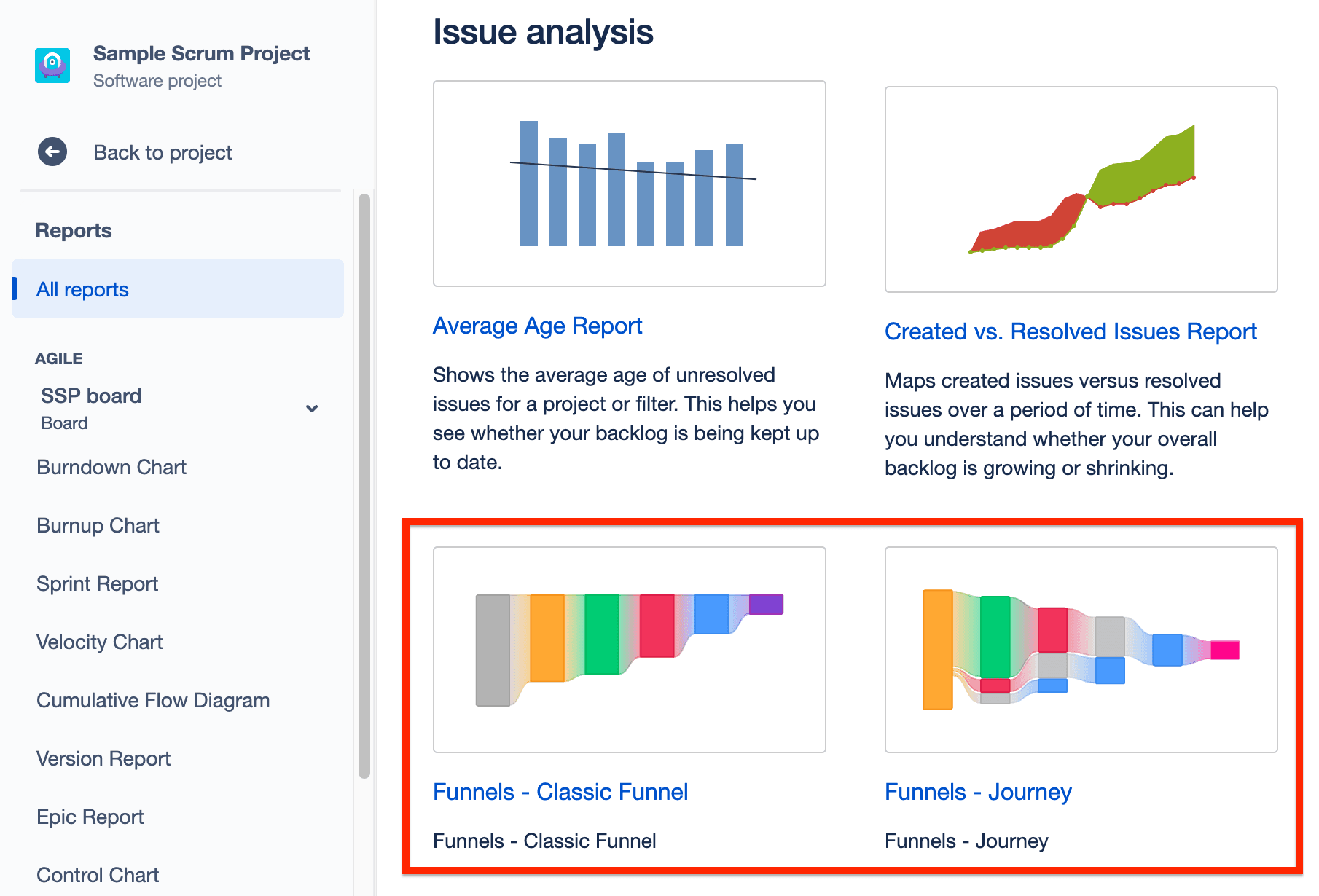 Funnel reports in Reports menu