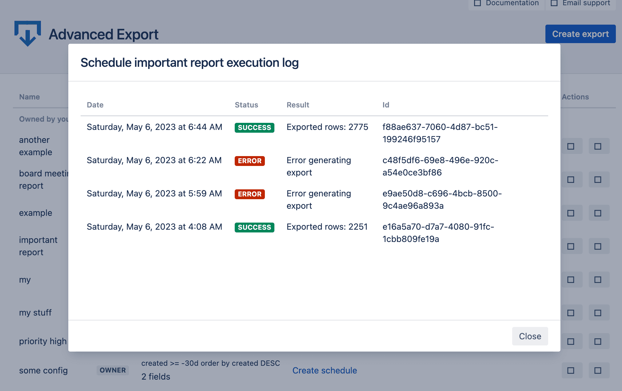 Schedule log