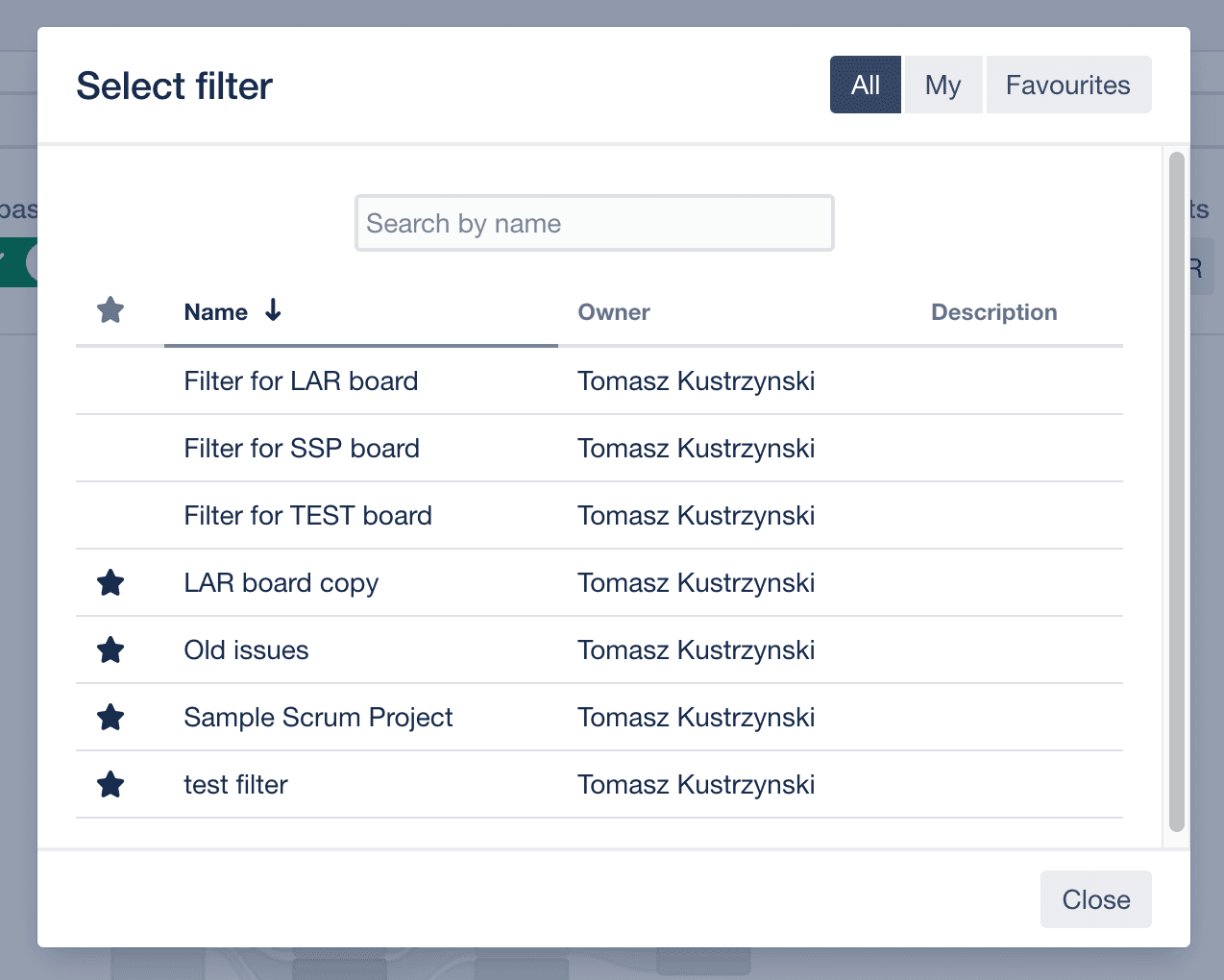 Select JQL from saved filter