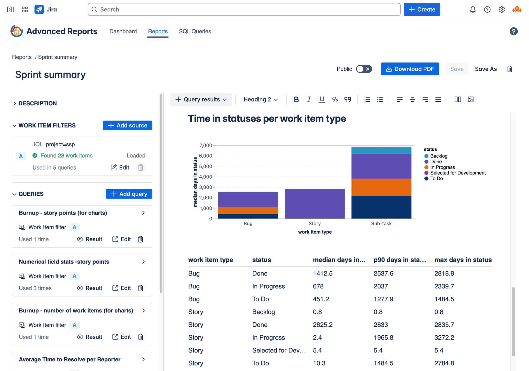 Report Editor screen