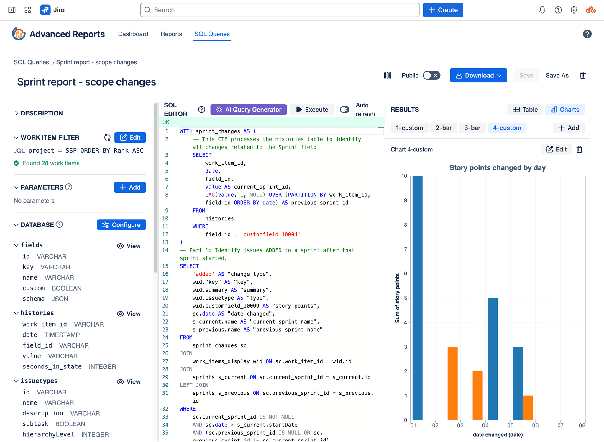 SQL Query Editor - Charts